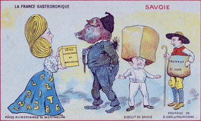Promotional and Educational Card for Children Depicting Food Specialities of the Savoie Region, c.1910 by French School